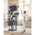 thumbnail image 3 of Hzuaneri Cat Tree, 79.9" Tall Indoor Cat Tower with Scratching Posts, Large Platform, 2 Caves & Basket, Dark Grey, 3 of 9