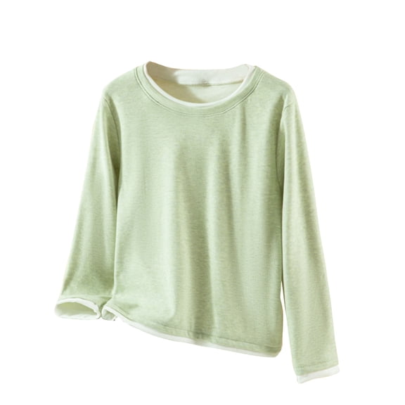 Womens Basic Shirts Long Sleeve Soft Tops Casual Crew Neck Fall Tops Loose Fit Winter Tee Outfits