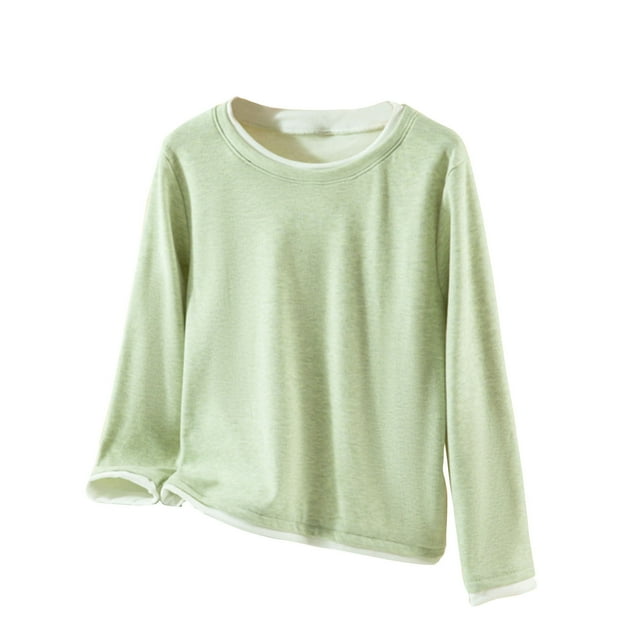 FAIWAD Womens Long Sleeve Tops Fleece Lined Base Layer Undershirt Solid Color Thermal Blouses
