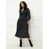 ELOQUII Elements Women's Plus Size Knot Front Pleated Skirt Dress