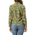 thumbnail image 4 of INSPIRE CHIC Women's Point Collar Floral Print Casual Button Down Shirts, 4 of 7