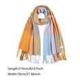 thumbnail image 6 of Tittly Scarf for Women Winter Scarf Imitation Plaid Scarf Thick Warmth Tassel Color Matching Female Shawl Travel Scarf Hair Scarf Orange One Size, 6 of 6
