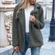 thumbnail image 4 of Puntoco Chaqueta para mujer Chaqueta sólida Botón de bolsillo Cuello vuelto Slim Fit Chaqueta cálida mediana y larga Puntoco Puntoco-815, 4 of 6