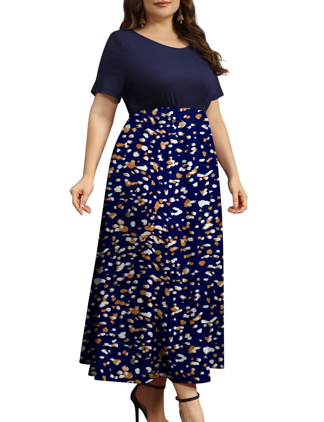 FOLUNSI Women's Plus Size Maxi Dress with Short Sleeves photo 6
