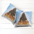 thumbnail image 2 of Ambesonne Christmas Throw Pillow Cover 2 Pack, Fir Tree Snowy Weather, 18", Blue and Mustard, 2 of 6