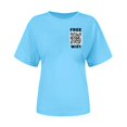 thumbnail image 4 of TSADFHJI Hauts pour Femmes Nouveau T-Shirt à Deux Codes Mode Col Rond Manches Courtes TTTG Bleu Ciel, 4 of 7