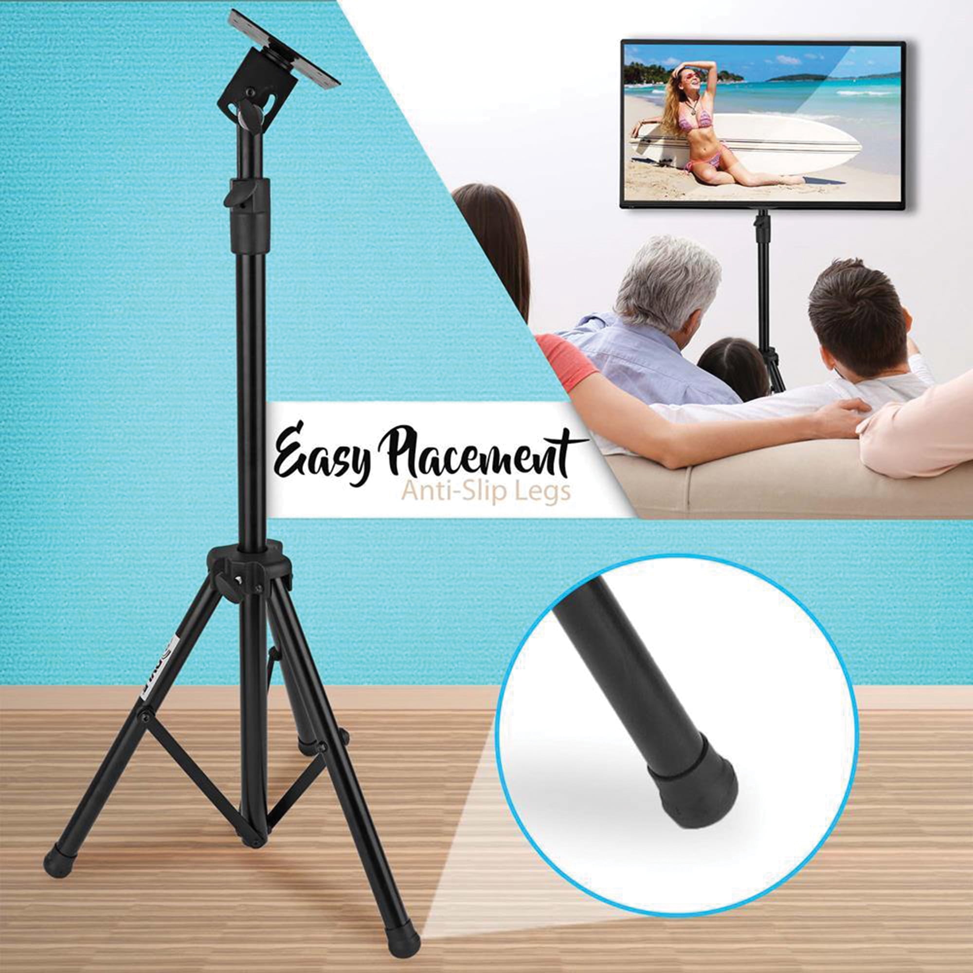 PYLE PTVSTNDPT3215 - Tripod TV Stand - Portable Flat Panel Television & Monitor TV Mount Stand, Height Adjustable (for TVs up to 32’’)