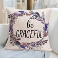 thumbnail image 3 of Wreath Inspirational Farmhouse Pillow Covers 16x16 Inch Square Be Graceful Simple Words Pillow Cases Cotton Linen Housewarming Gifts Family Room Decor Cushion Cover for Couch (Be Graceful), 3 of 6