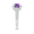 thumbnail image 4 of ANGARA Natural Floating Three Stone Amethyst Ring with Diamond Halo in 14K White Gold for Women (Size-6mm) | February Birthstone, Birthday, Anniversary, Jewelry Gift for Women | Natural Amethyst Ring, 4 of 9