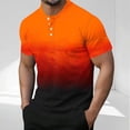 thumbnail image 2 of Wyobmus Men's Casual Shirt Gradient Color Short Sleeve Henley Shirt Casual Contton Button Up Round Neck Muscle Blouse Orange, 2 of 6
