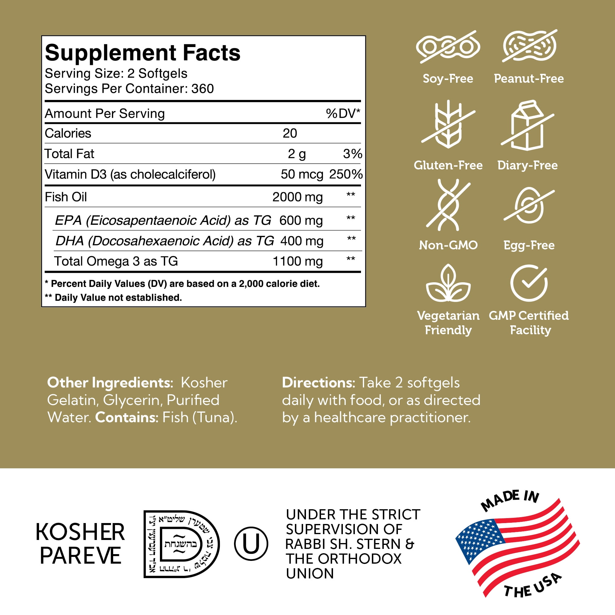 Zahler Omega 3 Platinum + D, 2000 mg, 360 Ct, Omega 3, Omega 3 Fish Oil, Omega & Fish Oil Omega 3 Dietary Supplement
