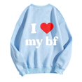 thumbnail image 4 of FUNUONY Sweatshirts pour Femmes, Saint-Valentin, Imprimé Myletter, Col Rond, Mode Décontractée, Manches Longues, Bleu L, 4 of 4