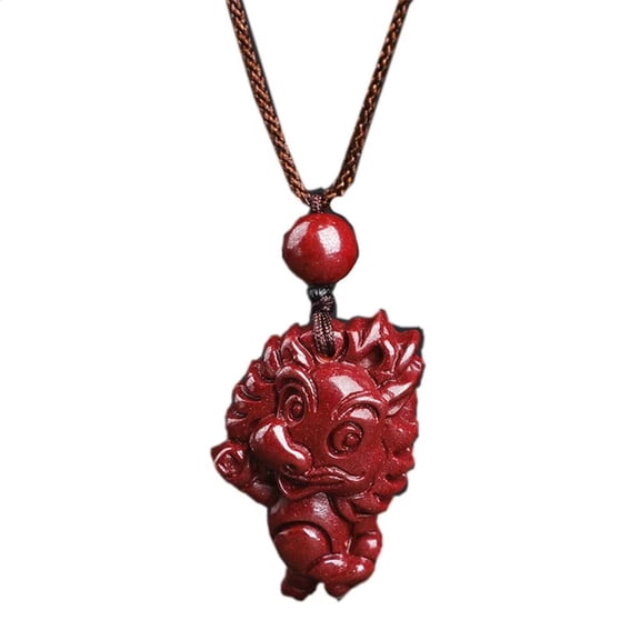 PAMTIER Men's Women's Creative Cute Zodiac Cinnabar Animal Pendant Necklace Dragon