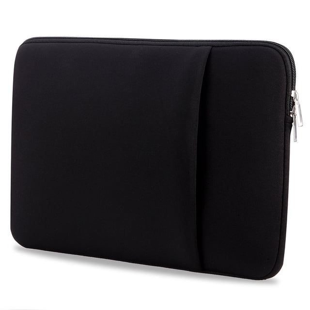 Graflsoa Slim Black Laptop Sleeve for 14" Ultrabooks, Tablets & Notebooks with Front Pocket & Inner Padding