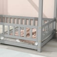 thumbnail image 4 of Miniyam Twin Size Toddler Bed , Wood Floor House Bed with Rail for Kids, Gray, 4 of 8