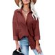 thumbnail image 1 of Blusa de solapa de manga larga con bolsillos Camisa casual con botones para mujer para otoño e invierno, 1 of 6