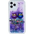 thumbnail image 2 of Case for iPhone 12, iPhone 12 pro Case Cute Pink Glitter Luxury Sparkle Liquid for Girls Women Quicksand Clear Soft TPU Protective Phone Case for iPhone 12 / iPhone 12 Pro Couple Owls, 2 of 12