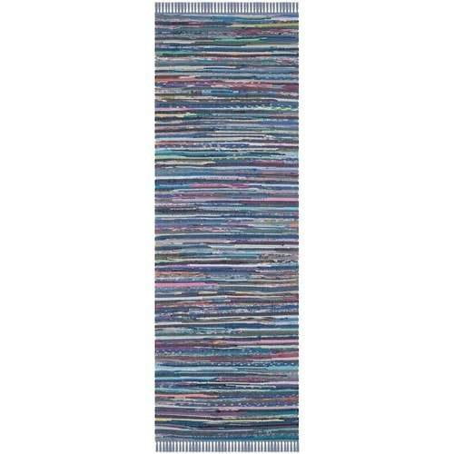 SAFAVIEH Rag Robynne Striped Cotton Runner Rug, Purple/Multi, 2'3" x 6