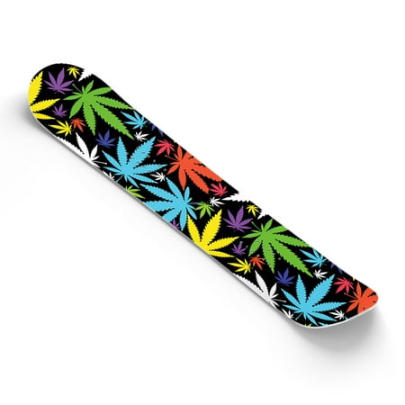 Snowboard Wrap Graphic Sticker Skin Cover - Includes Breakaway Knife - Universal Fit up to 65 inches and 14 inches Wide - Colorful Weed Leaf Pot (Best Way To Break Up Weed)