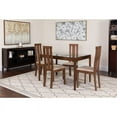thumbnail image 2 of Flash Furniture Gridley 5 Piece Walnut Wood Dining Table Set with Glass Top and Vertical Wide Slat Back Wood Dining Chairs - Padded Seats-Color:Clear/Walnut,Material:Beechwood, 2 of 2