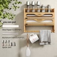 thumbnail image 5 of Danfoxer Wrap Dispenser with Cutter and Labels,4-in-1 Wall Mounted Bamboo Plastic Wrap Organizer with Spice shelf and Paper Towel Holder for Aluminum Foil,Cling Wrap,Wax,Parchment(Natural), 5 of 5