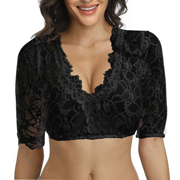 FhsagQ Lingerie for Women Bodysuit Women 1Pc Underwire Lingerie Lace Vest Women's Elegant Dirndl Blouse Black Dirndl Blouse Lace Blouse for Oktoberfest Lingerie Black M