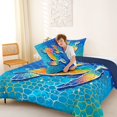 thumbnail image 4 of spefrowx Shiny Rainbow Turtle Full Size Comforter Sets for Adults, Blue Grid Ocean Bedding Comforter Set, Navy Reversible, 3pcs, 1 Comforter and 2 Pillowcases, 4 of 6