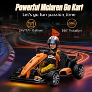 Mclaren Kids Go Kart, 24V Powered Ride on Car Toy with Bluetooth, 400W Powerful Motor, Safety Belt, LED Lights, 3 Levels Adjust Seat, Electric Go Cart, Rear Wheel Drift Racer Car for 6 yrs Boys Girls