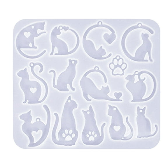 Cats Earrings Silicones Mould Epoxy Resin Molds Jewelry Making Molds Craft Supplies Handmade Pendant Moulds with Hole
