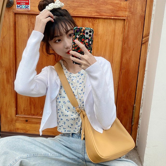 Bolso de mujer retro bajo el brazo medio antiguo bolso simple bolso de mano luna creciente un solo hombro bandolera bolso de mano de mujer de moda