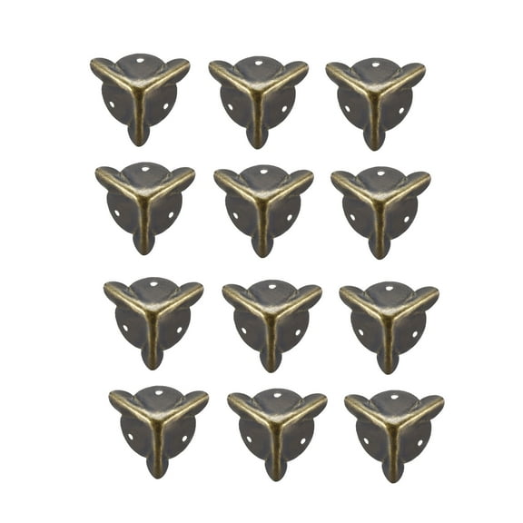Unique Bargains Metal Box Corner Protectors Wooden Box Edge Guard Protector 18 x 18 x 18mm Bronze Tone 12Pcs
