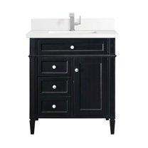 James Martin Vanities 30" Single Vanity, Black Onyx, w/ Single Hole 3 CM White Zeus Quartz Top