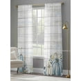 thumbnail image 4 of Fall Blue Pumpkins Sheer Curtains 96 Inch Length 2 Panels Set for Living Room/Bedroom, Autumn Farmhouse Flower Leaf Wood Grain Curtain Sheers Drapes Rod Pocket Curtains Window Treatment 52''x96''x2, 4 of 7