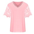 thumbnail image 4 of Timegard Plus Size Tops for Women Lace V Neck Hollow out Short Sleeve Tee Summer Beach Casual Tops, 4 of 6