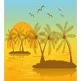 thumbnail image 3 of Ambesonne Landscape Duvet Cover Sets, Island Illustration Art, 2-Queen, Seafoam and Orange, 3 of 7