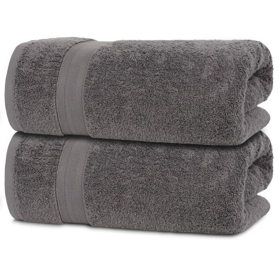 Premium cotton Turkish bath towels 2 pack, oversized 35x70 inches, high absorbency, lightweight and durable, great for bathroom, travel, gym, grey
