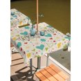 thumbnail image 3 of Square Outdoor Tablecloth with Umbrella Hole Turquoise Heart Outside Table Cloth Waterproof Patio Table Cover Rustic Three-Leaves Dots Burlap Zipper Tablecloths for Picnic Party Camping 60x60 Inch, 3 of 8