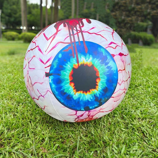 CNKOO Halloween Clearance Sale Halloween 19.65 In LED Glowing Scary Inflatable Ghost Eyeball Props With Remote Controller RGB Color Changing LED Light Bloodshot Eyeballs For L-awn Part
