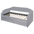 thumbnail image 6 of Harper & Bright Designs Velvet Daybed with Two Storage Drawers, Upholstered Twin Size Sofa Bed with Backrest and Wood Slat Support, Two Armrests with Rivets, Gray, 6 of 10
