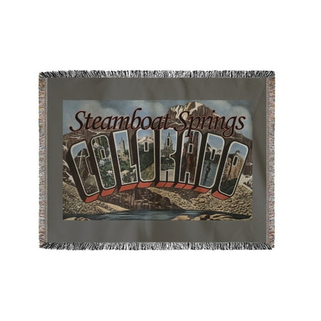 Chenille Colorado Blanket - Steamboat Springs, Colorado - Large Letter Scenes (60x80 Woven Chenille Yarn Blanket)