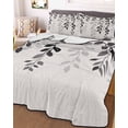 thumbnail image 3 of Quilts Twin-XL Size Bedding Set, Grey Ombre Botanical Lightweight Quilted Comforter, Watercolor Gray Pastoral Leaf Rustic Soft Bedspread Coverlet with Pillow Covers for All Season, 68" x 98", 3 of 7