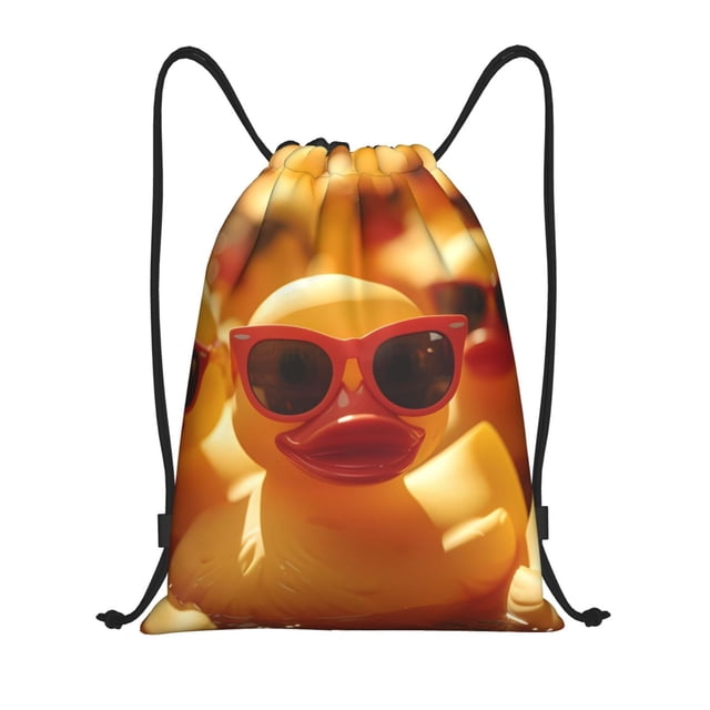 Lukts Sunglasses Yellow Duck Pattern Drawstring Backpack Bag Sport Gym Sackpack,String Backpack Sport Bag Sack,Cinch Tote Gym Backpack-Small