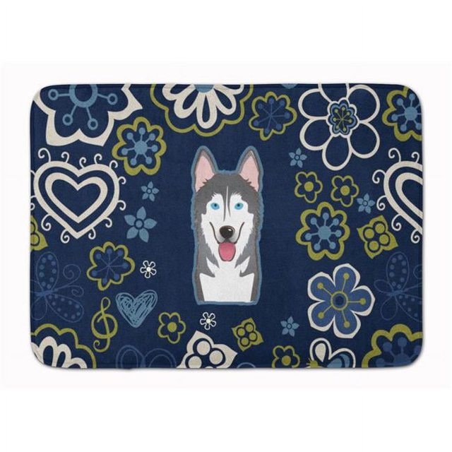 Carolines Treasures BB5069RUG Blue Flowers Alaskan Malamute Machine Washable Memory Foam Mat