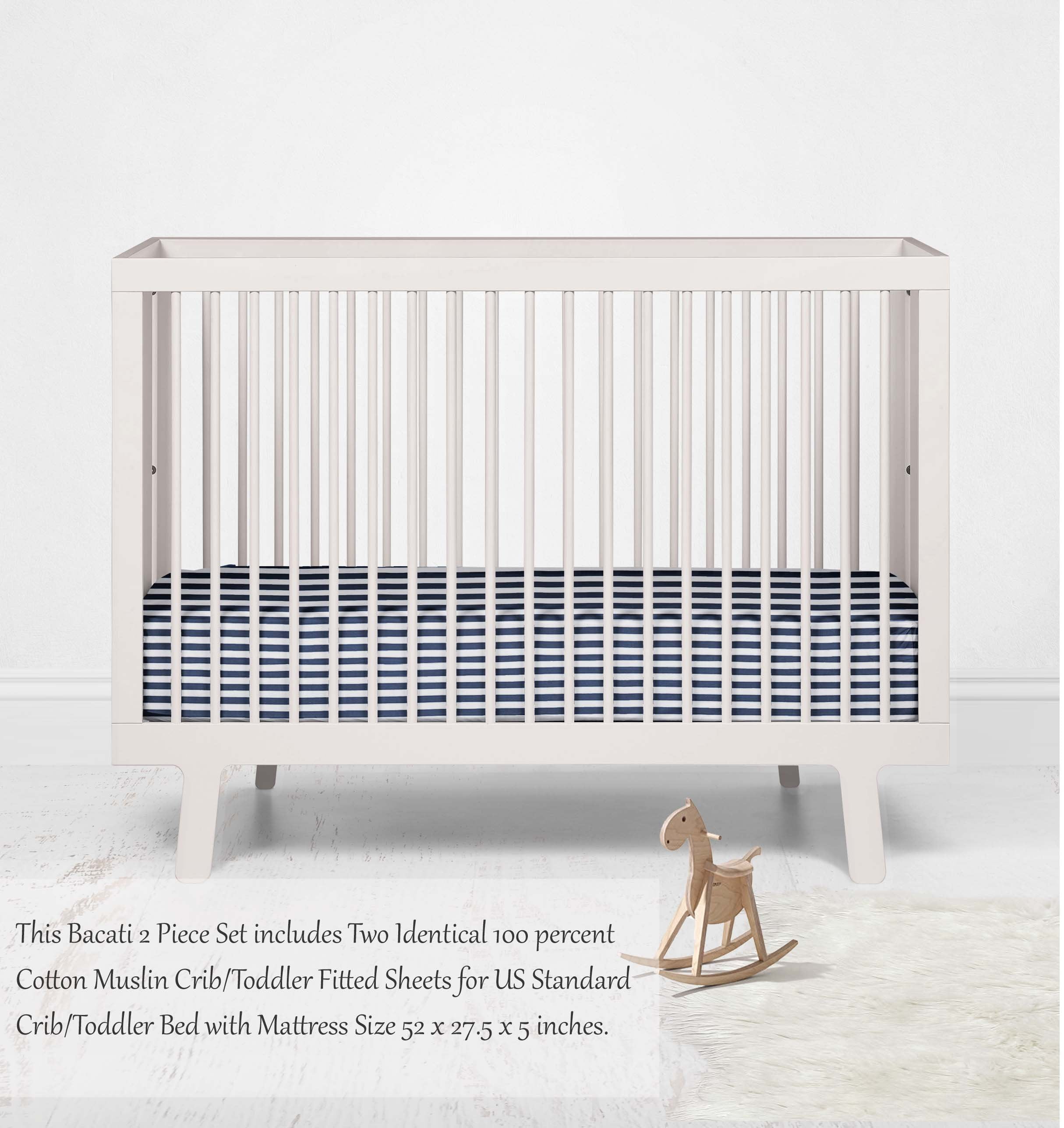 Pin Stripes 100% Cotton Percale Crib or Toddler Bed Fitted Sheet