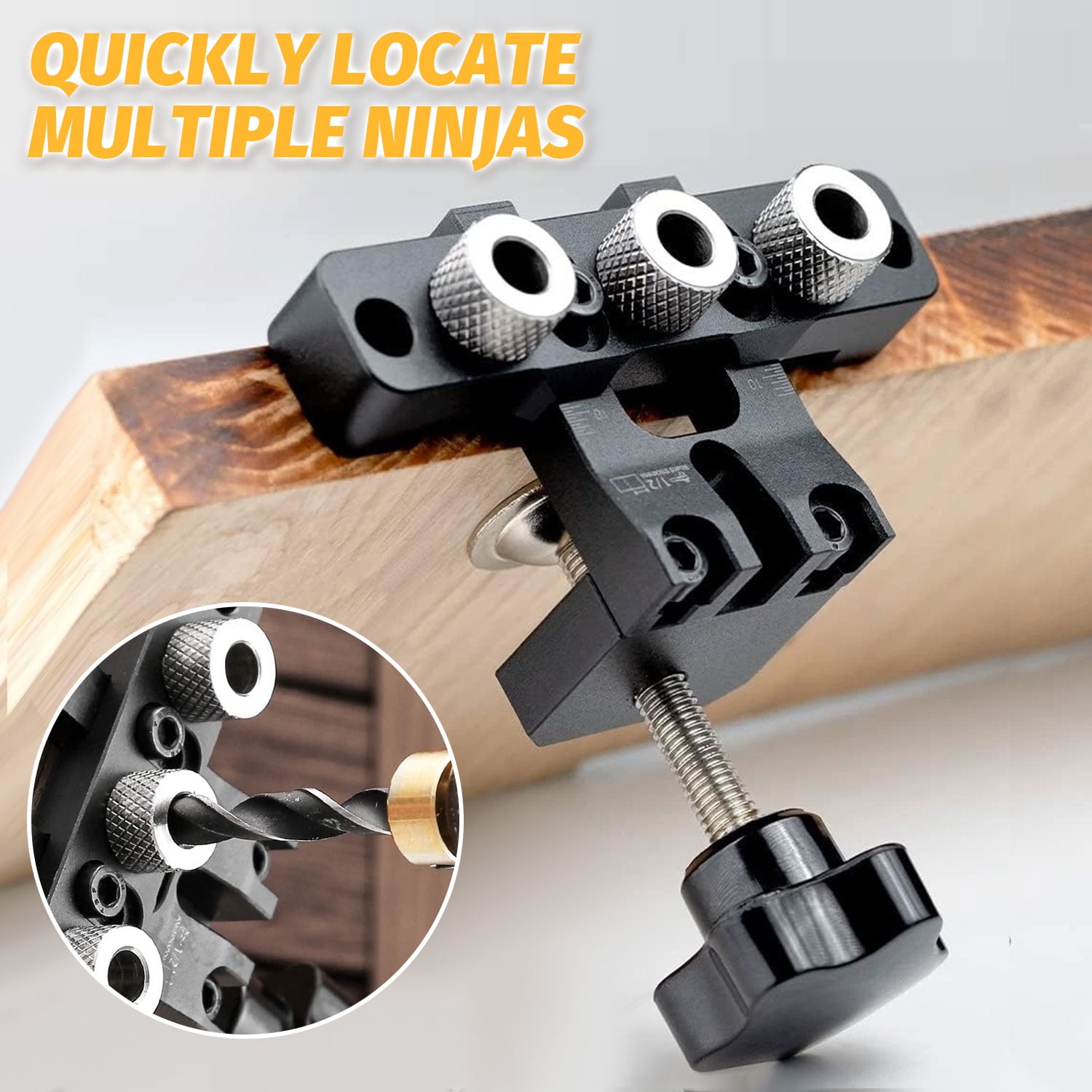 ASKITO 3-in-1 Dowel Jig Kit, Self Centering Doweling Jig for Straight Holes with Adjustable Woodworking Drill Guides Locator, Woodworking Joints Tool with 8/10/15mm Drill Bits