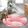 thumbnail image 4 of Coastal Pink Round Area&nbsp;Rug 4ft Seashell Ocean Beach Summer Non-Slip&nbsp;Washable Circle Rugs Soft Felt Indoor Floor Mat for Bedroom Kitchen Living Room Bathroom, 4 of 9
