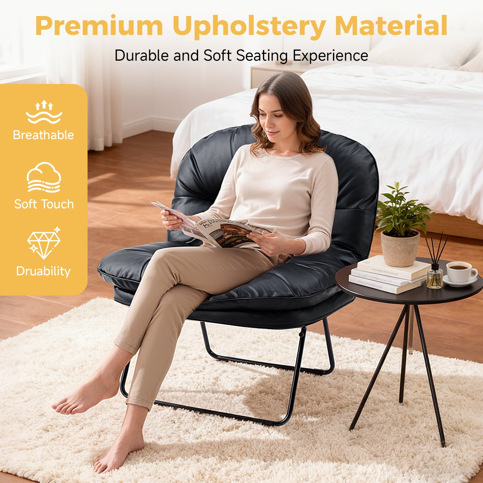 Gianna Foldable Living Room Chair, Portable Multi-Functional Floor Chair for Gaming, Reading, Lounging & Meditation, Ideal for Living Rooms, Bedrooms & Camping