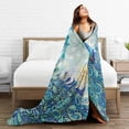 thumbnail image 5 of Peacock and Vintage Botanical Flannel Fleece Blanket Ultra Soft Cozy Warm Throw Lightweight Blanket Microfleece Blanket for Home (Peacock and Vintage Botanical, 60" x50"), 5 of 5