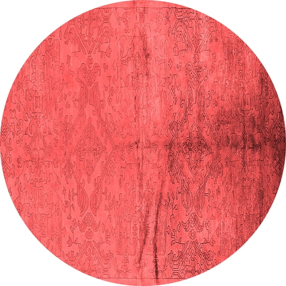 Ahgly Company Indoor Round Oriental Red Industrial Area Rugs, 4' Round