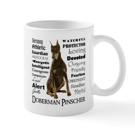 CafePress - Doberman Traits Mugs - 11 oz Ceramic Mug - Novelty Coffee Tea Cup